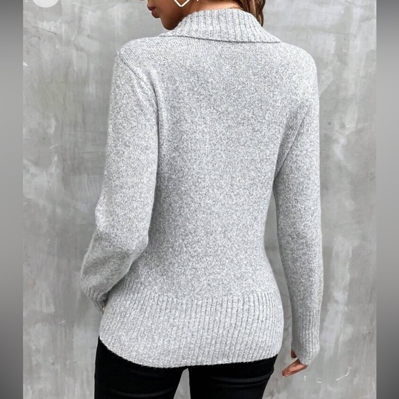 Boho shawl button detail sweater top - Picture 3 of 16